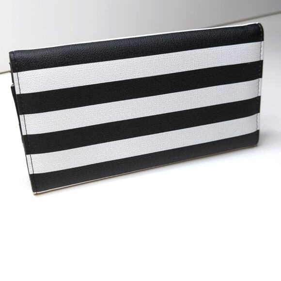 KUT FROM THE KLOTH Black White Striped Slimfold Wallet Vegan Leather NEW - Picture 3 of 8